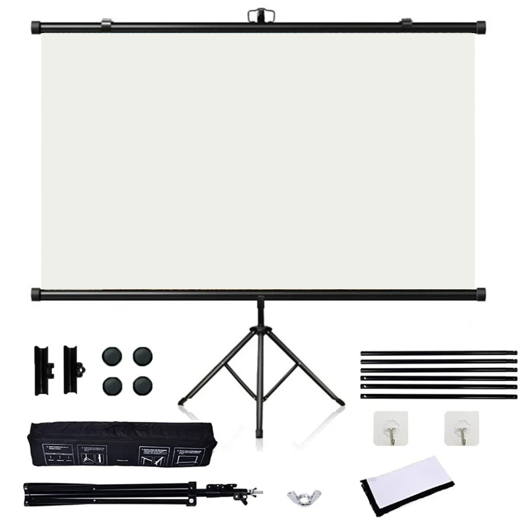 מסך מקרן עם חצובה