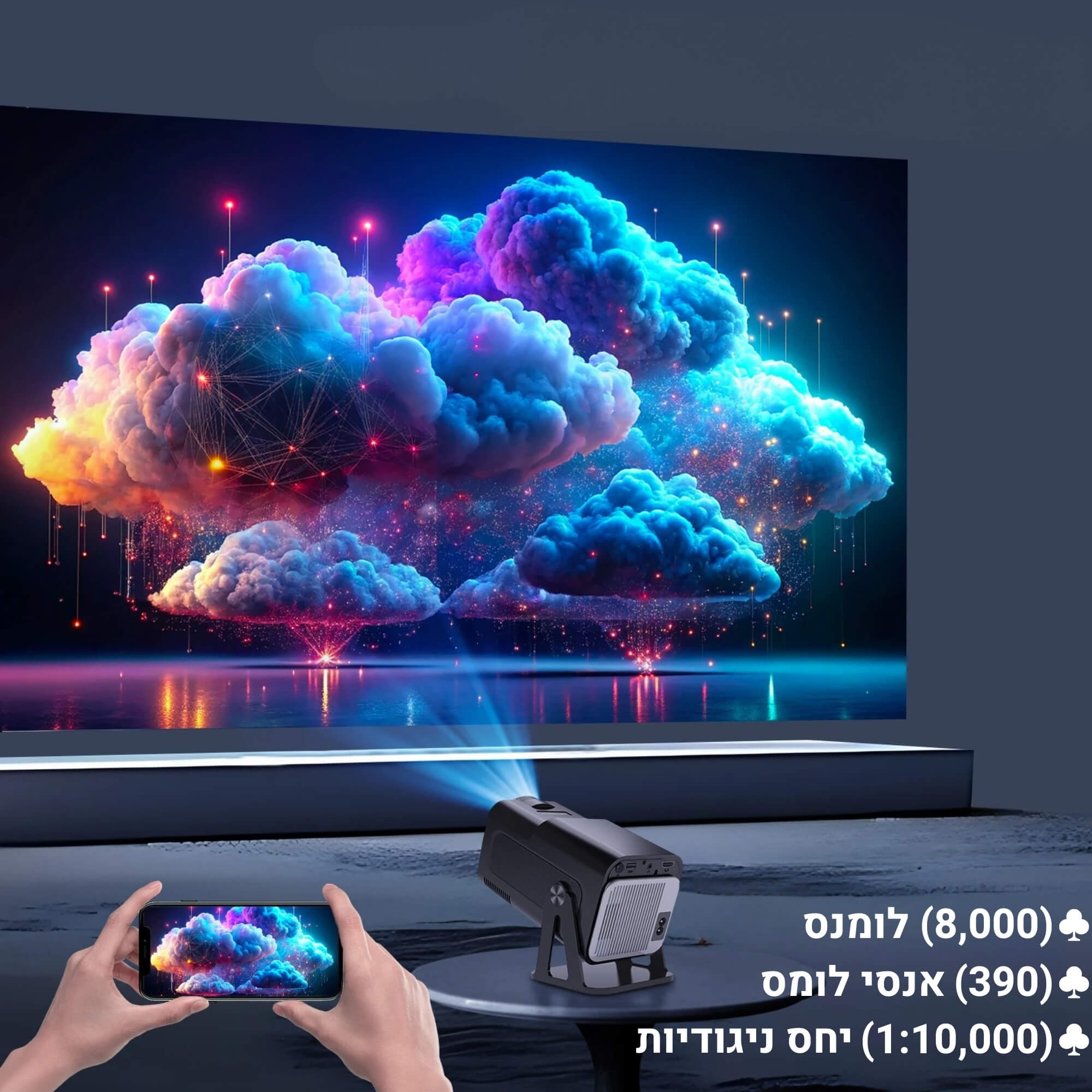 מקרן ביתי חכם עם מערכת אנדרואיד ורמקול מובנה - Magcubic Pro